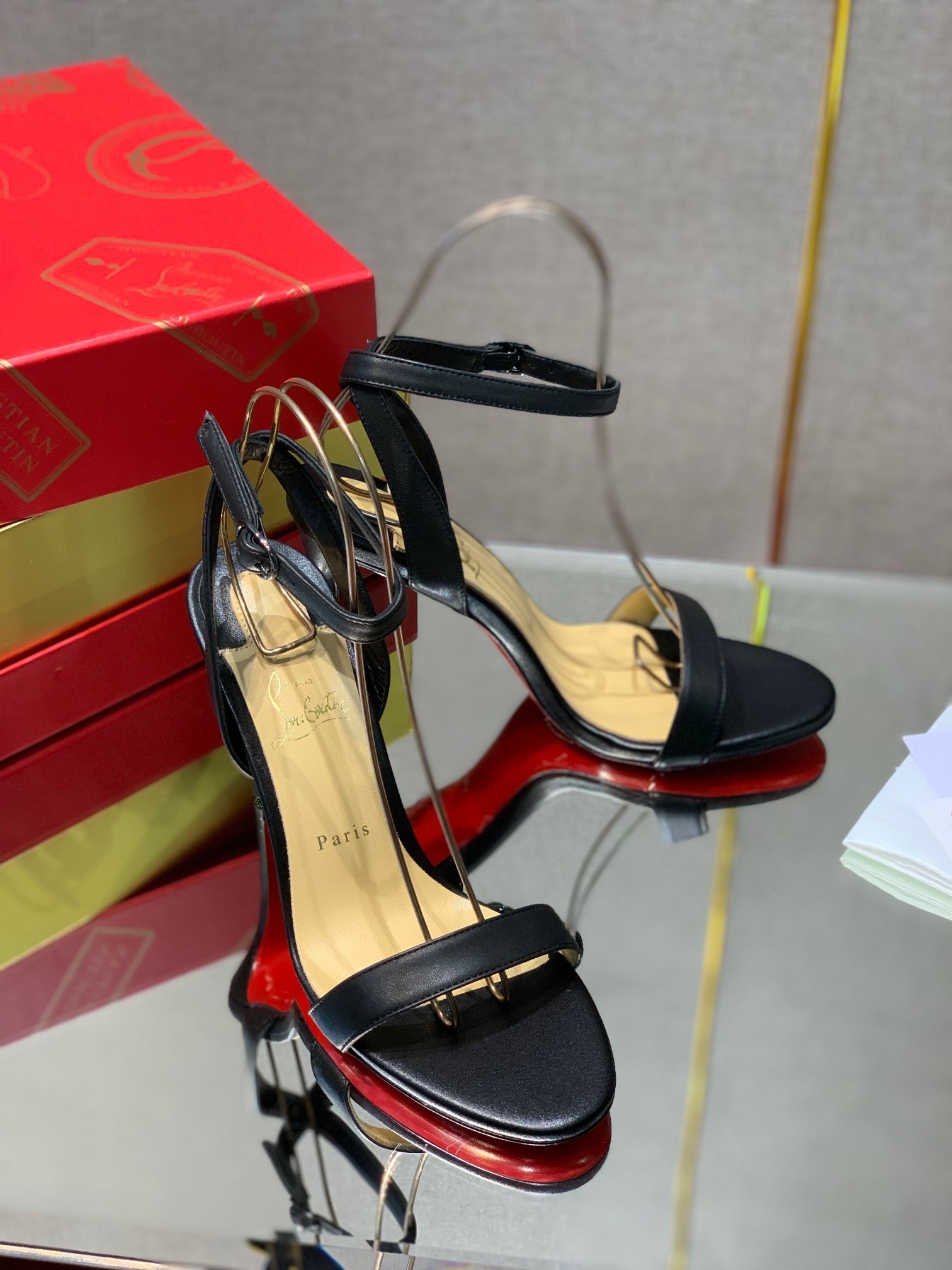 Christian Louboutin Loubigirl 100mm Sandals In Black Lambskin