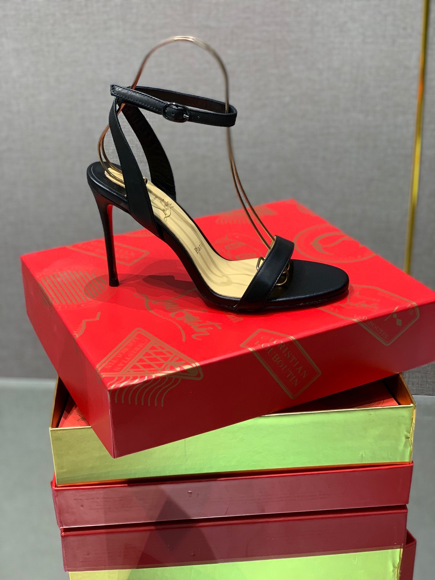 Christian Louboutin Loubigirl 100mm Sandals In Black Lambskin