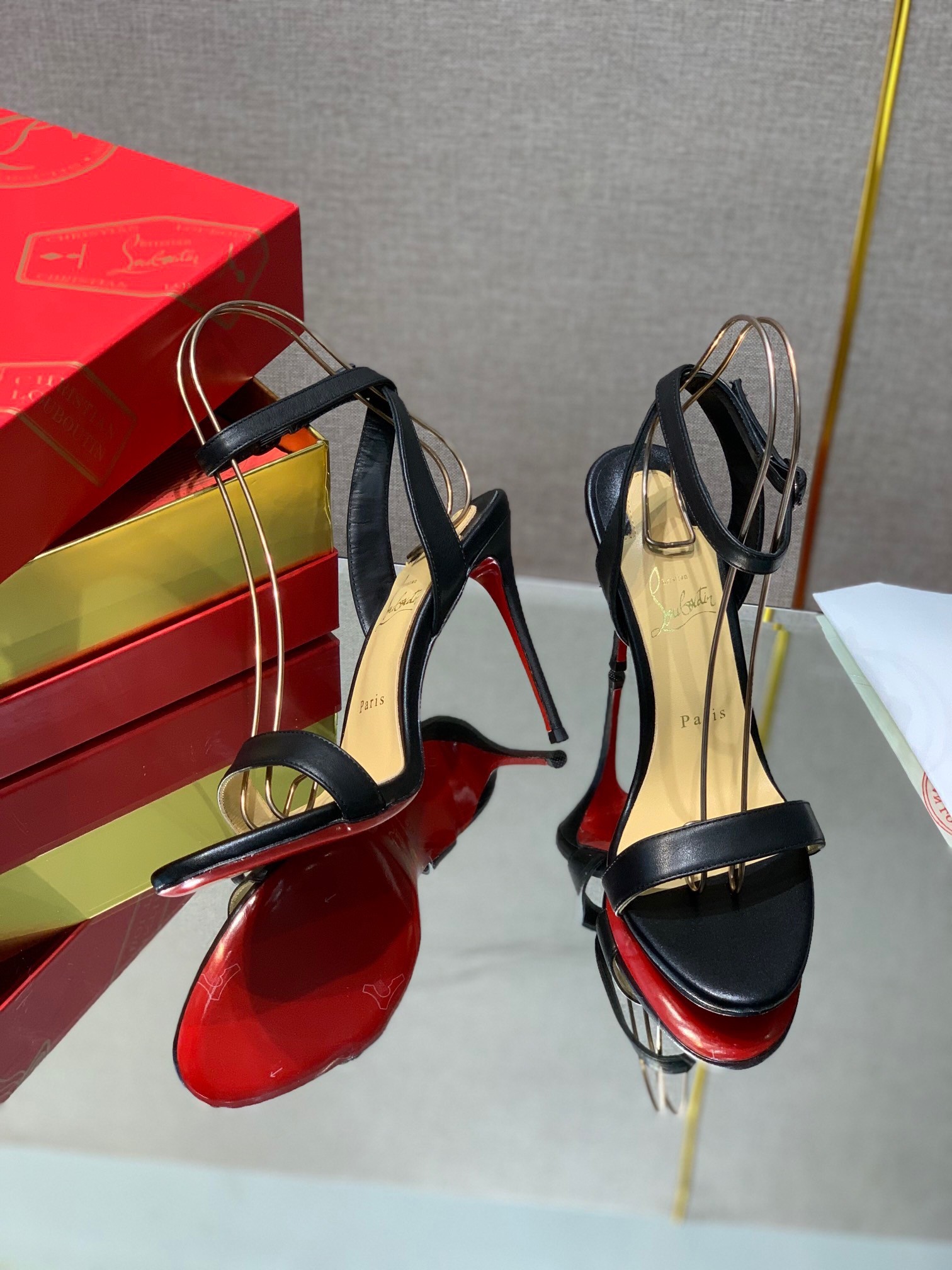 Christian Louboutin Loubigirl 100mm Sandals In Black Lambskin