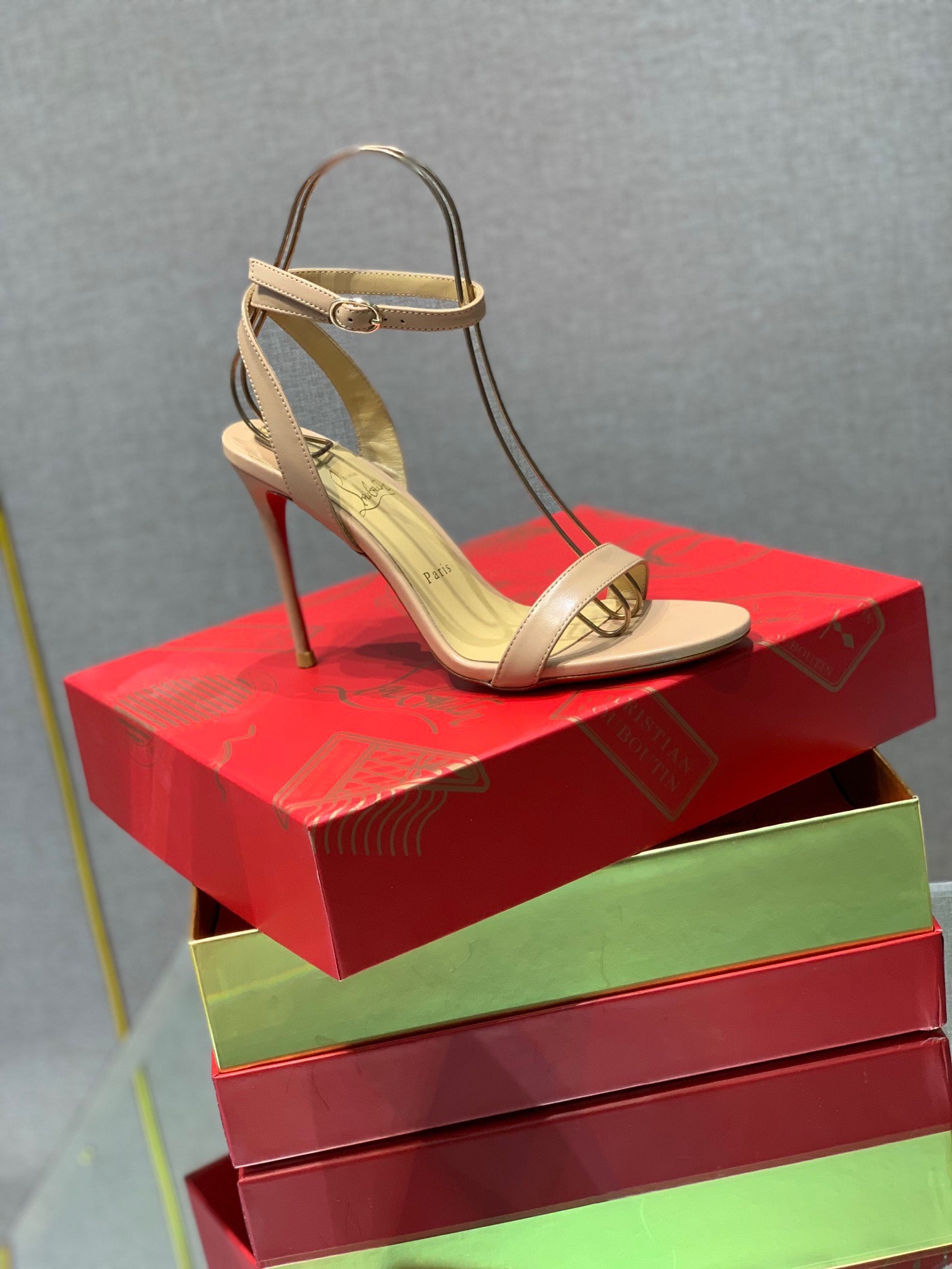 Christian Louboutin Loubigirl 100mm Sandals In Nude Lambskin