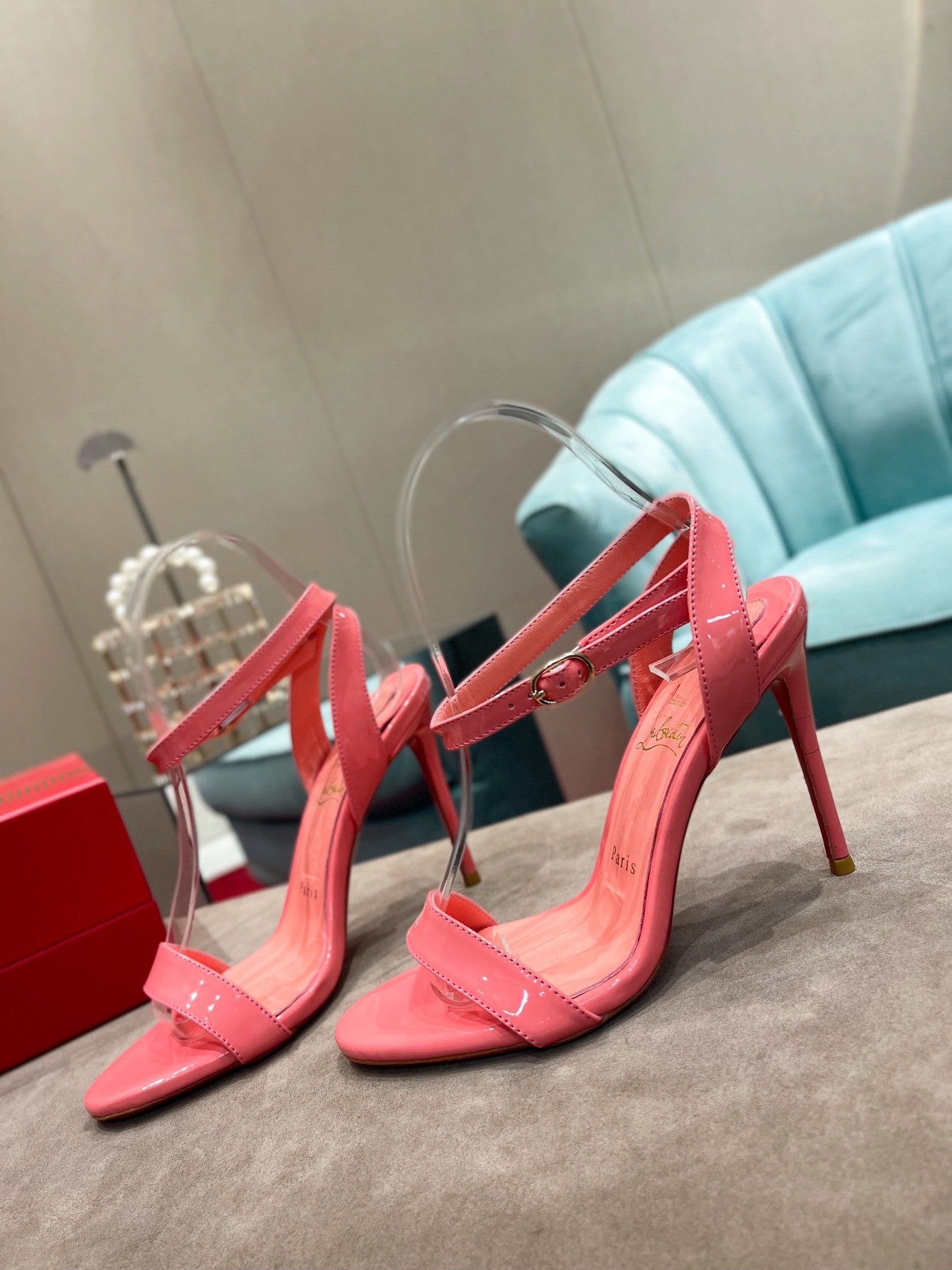 Christian Louboutin Loubigirl 100mm Sandals In Pink Patent Leather