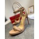 Christian Louboutin Loubi Queen 100mm Sandals In Nude Lambskin