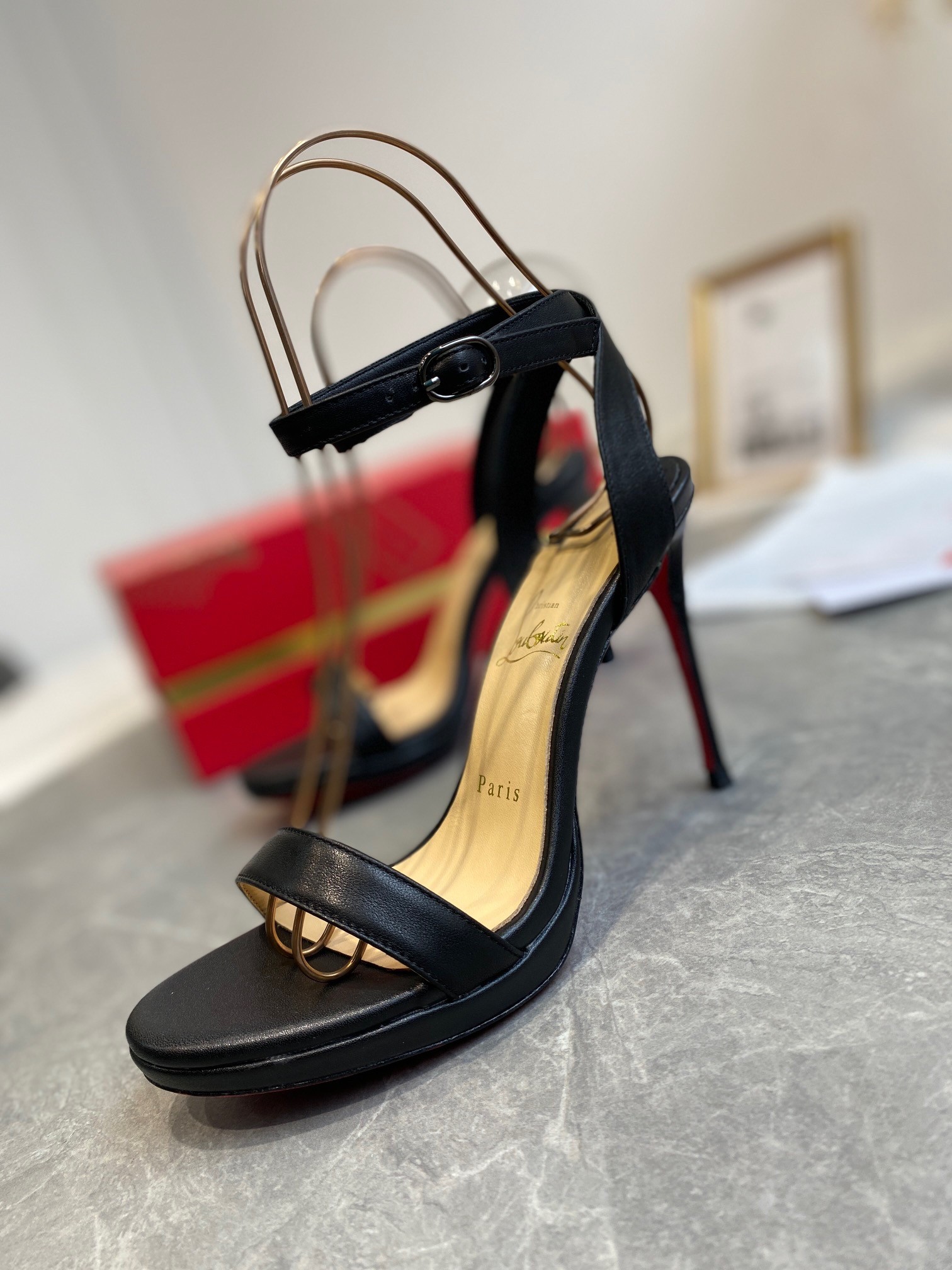 Christian Louboutin Loubi Queen 100mm Sandals In Black Lambskin