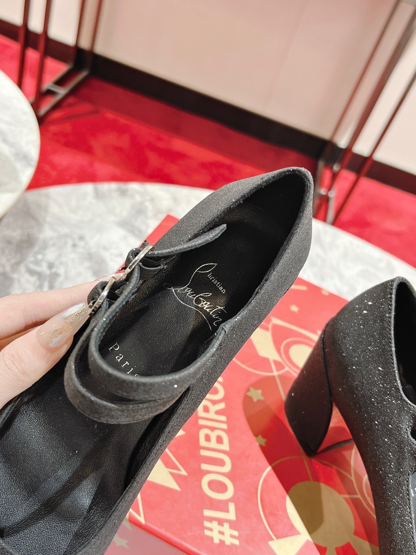 Christian Louboutin Miss Jane Pumps 55mm In Black Glitter Leather