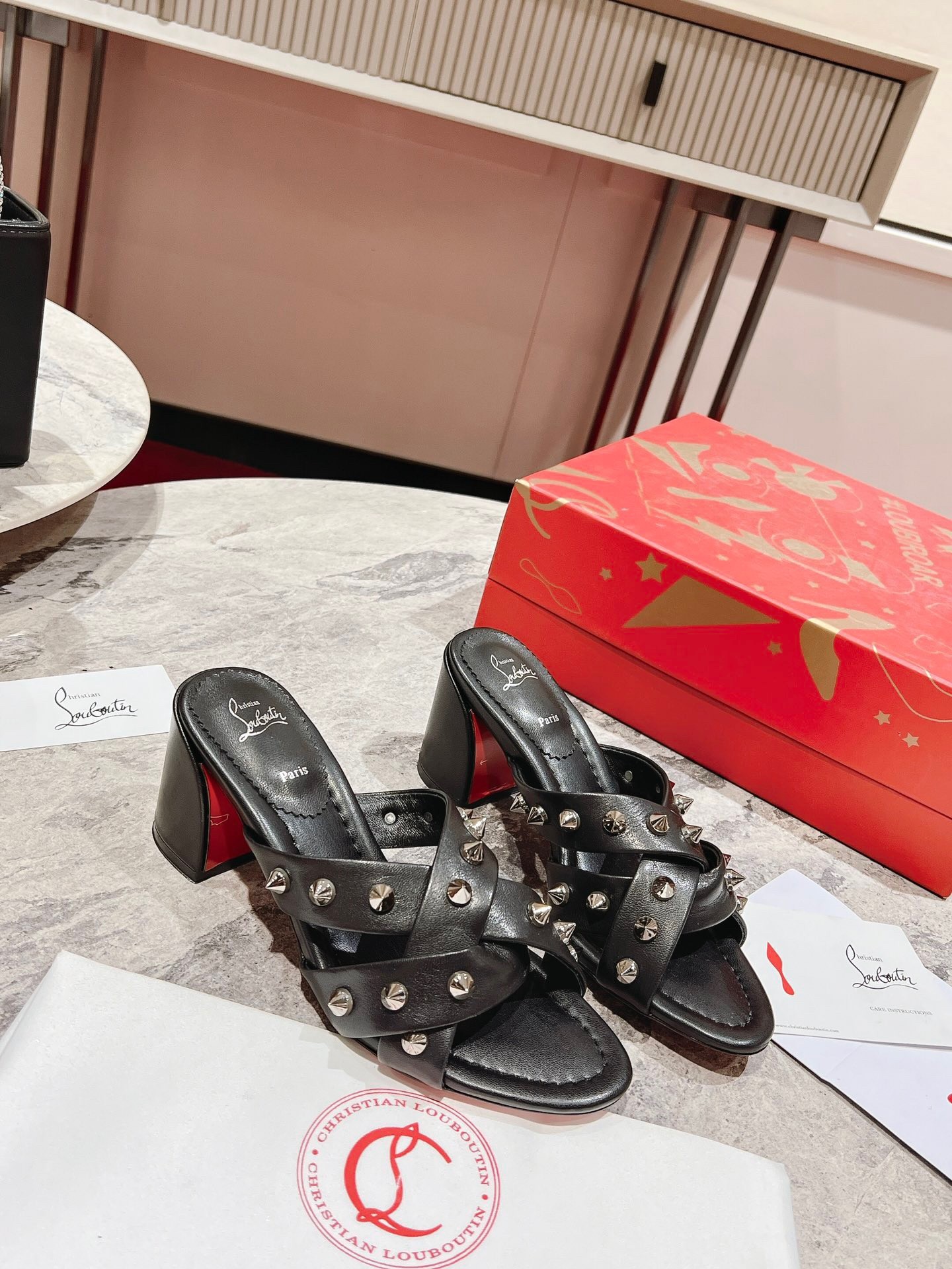 Christian Louboutin Spika Club Sandals 85mm In Black Leather