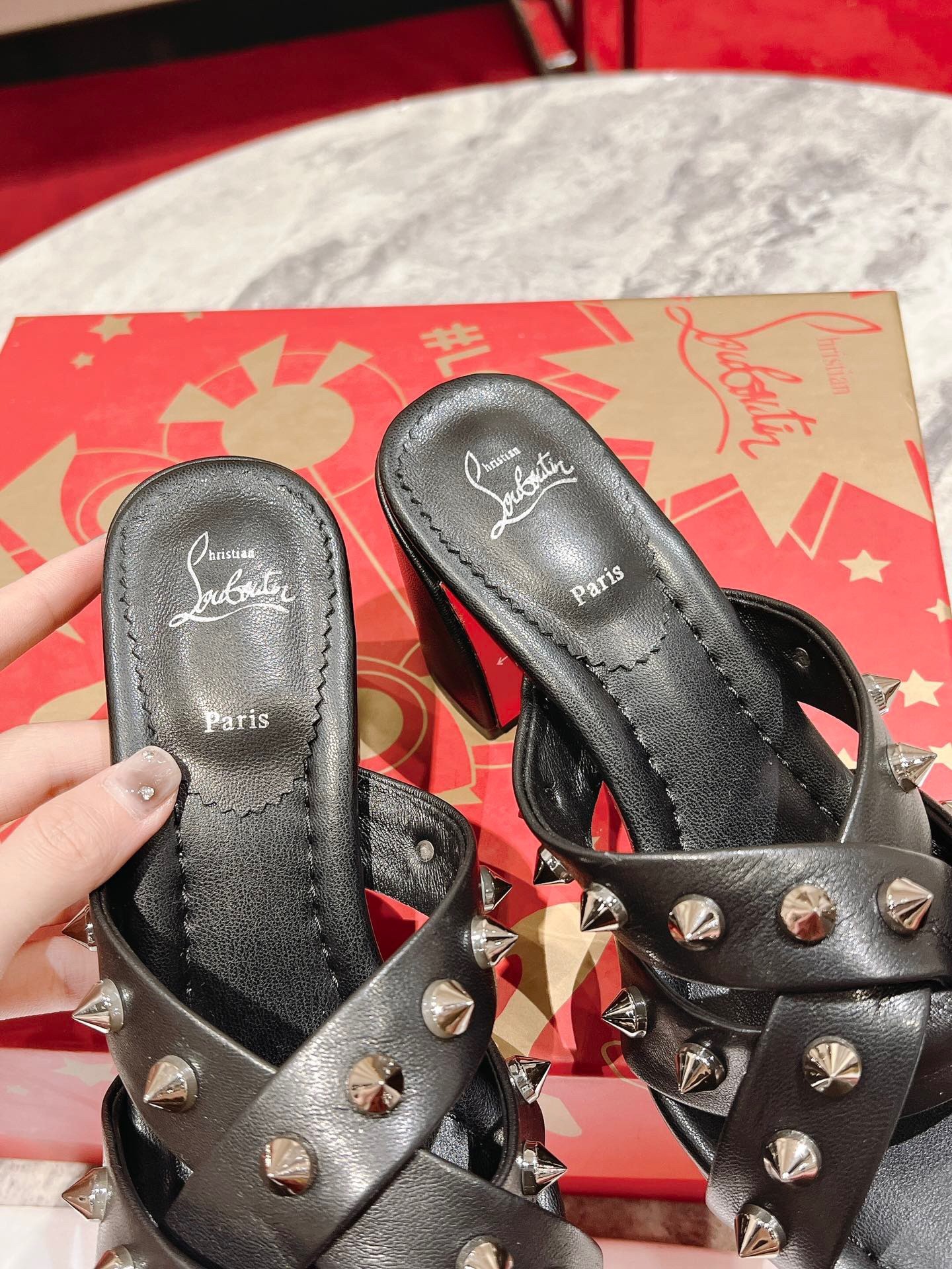 Christian Louboutin Spika Club Sandals 85mm In Black Leather