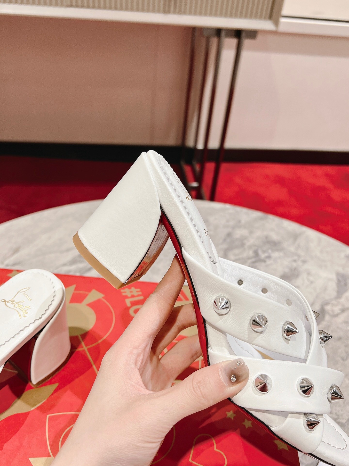 Christian Louboutin Spika Club Sandals 85mm In White Leather