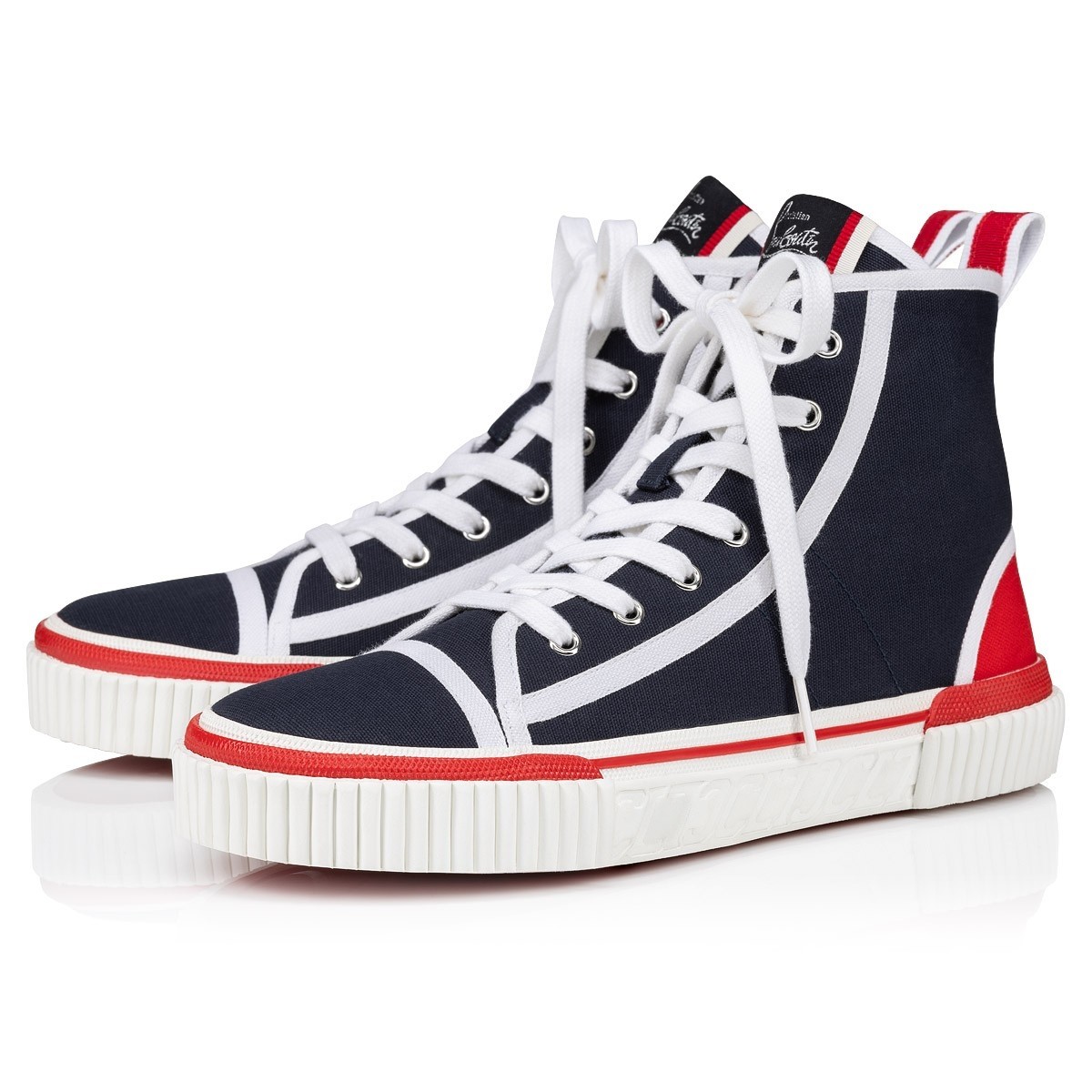 Christian Louboutin Women's Pedro Sneakers In Navy Fabric