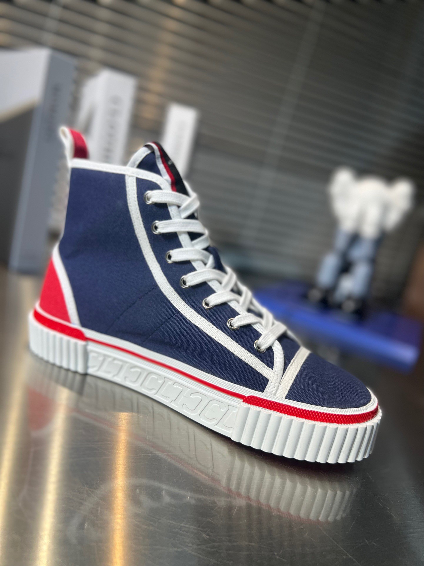 Christian Louboutin Women's Pedro Sneakers In Navy Fabric