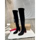 Christian Louboutin Stretchadoxa Botta Alta 70MM Boots in Black Suede