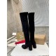 Christian Louboutin Stretchadoxa Botta Alta 70MM Boots in Black Suede