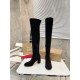 Christian Louboutin Stretchadoxa Botta Alta 70MM Boots in Black Suede