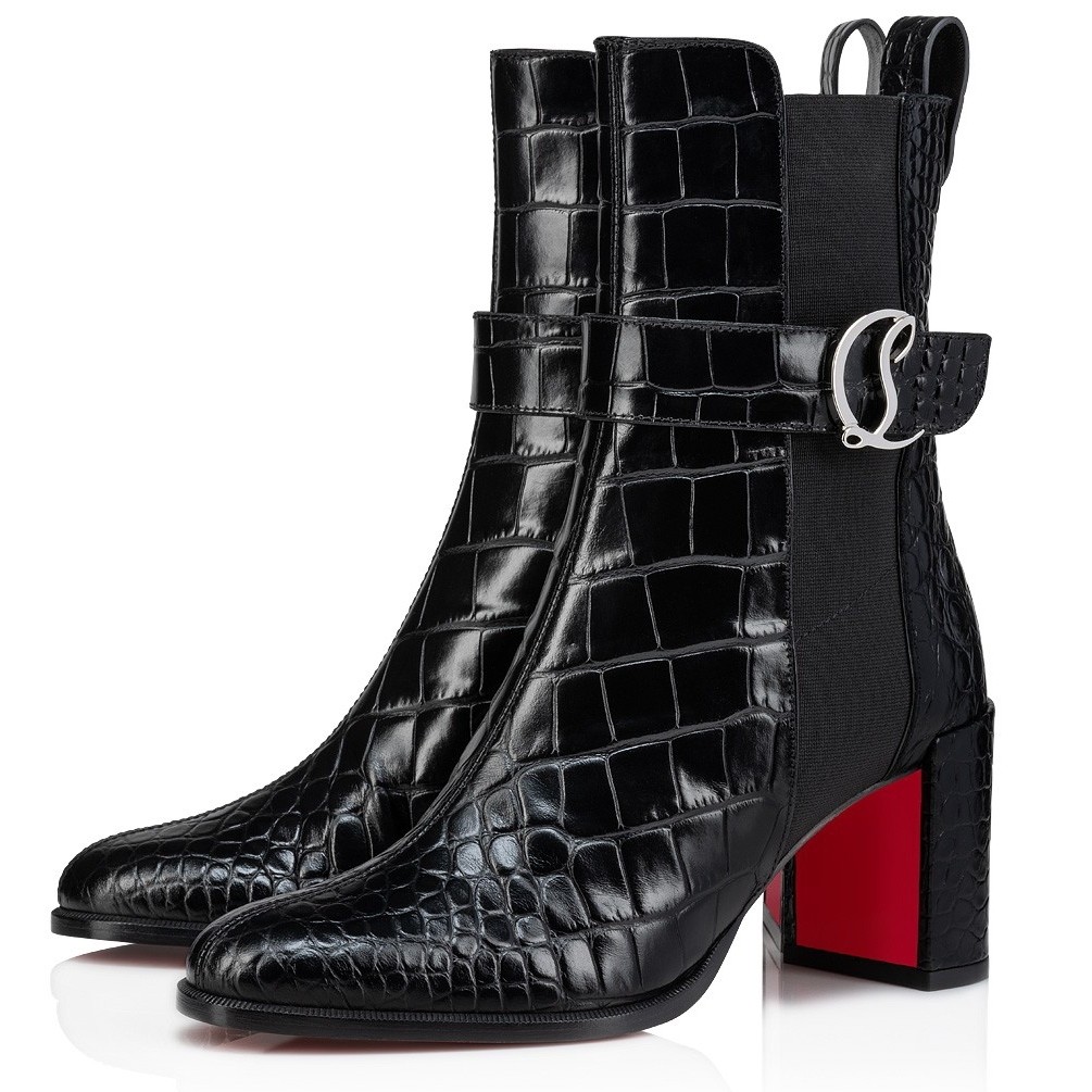 Christian Louboutin CL Chelsea Ankle Boots 70MM in Alligator Embossed Leather