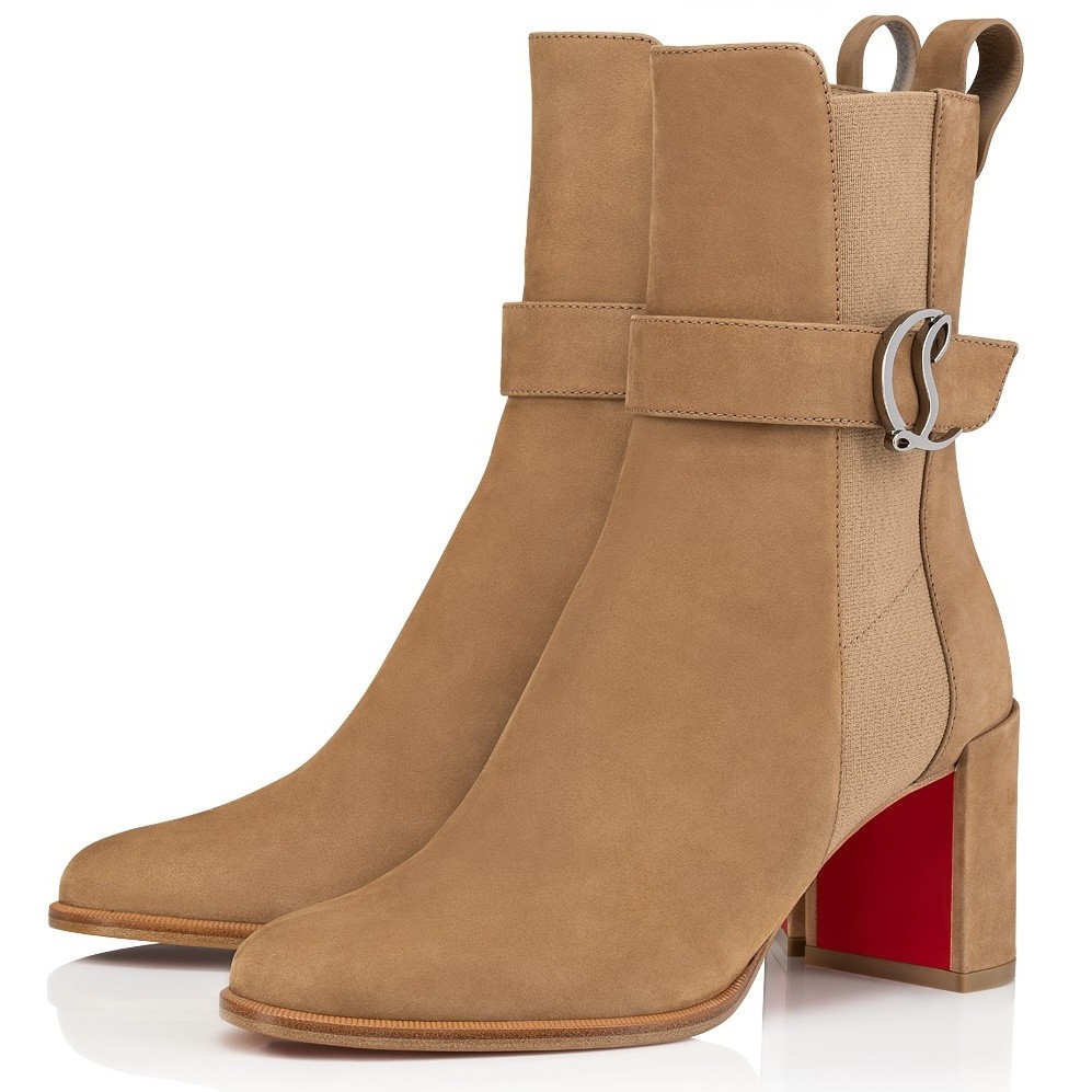 Christian Louboutin CL Chelsea Ankle Boots 70MM in Brown Suede