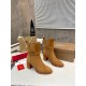 Christian Louboutin CL Chelsea Ankle Boots 70MM in Brown Suede