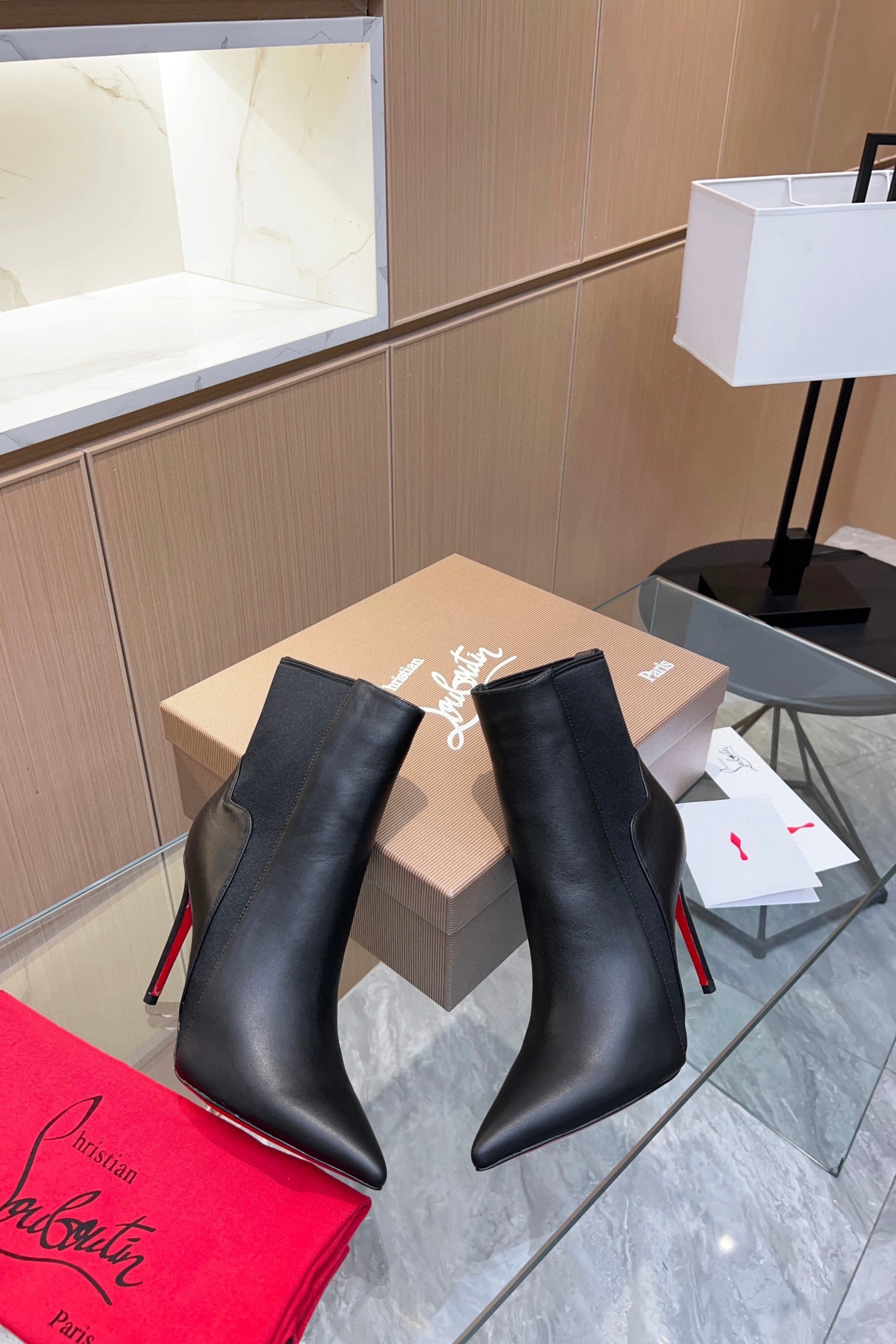 Christian Louboutin Chelsea Chick Ankle Boots 100mm in Black Leather