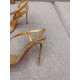 Christian Louboutin Rosalie Strass Sandals 100mm in Gold Leather