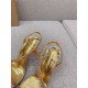 Christian Louboutin Rosalie Strass Sandals 100mm in Gold Leather