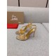 Christian Louboutin Rosalie Strass Sandals 100mm in Gold Leather