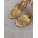 Christian Louboutin Rosalie Strass Sandals 100mm in Gold Leather