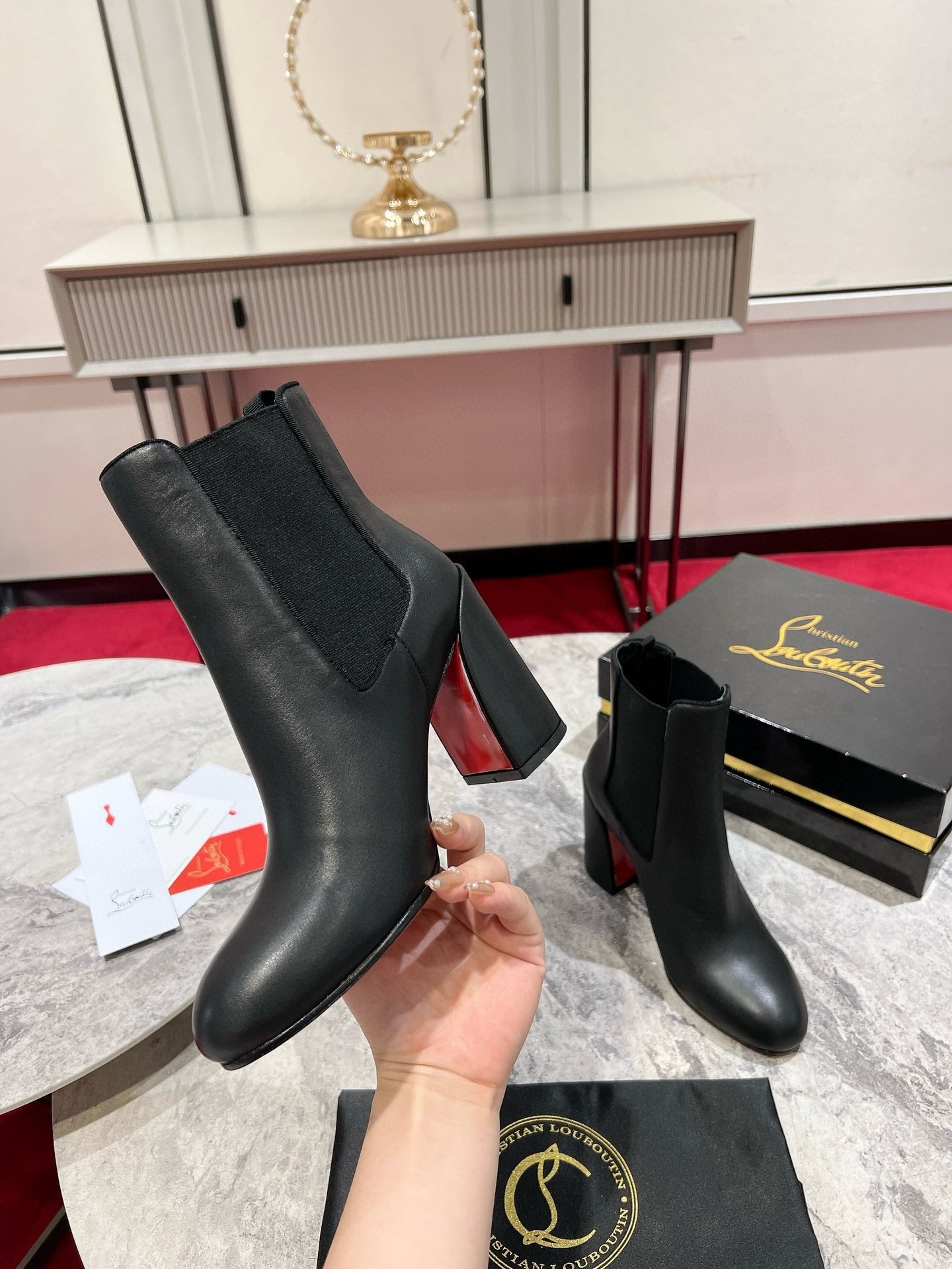 Christian Louboutin Turelastic 85mm Ankle Boots in Black Leather