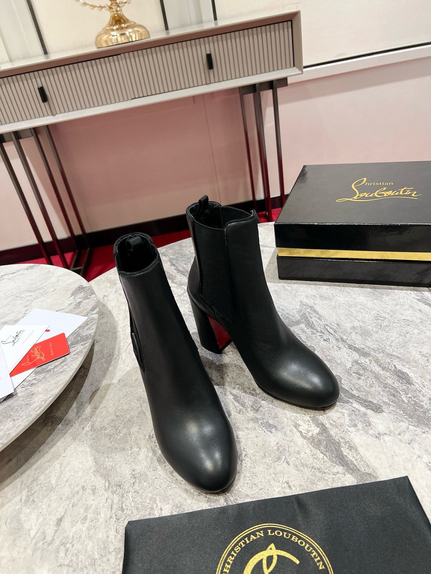 Christian Louboutin Turelastic 85mm Ankle Boots in Black Leather