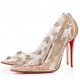 Christian Louboutin Degraqueenie 85mm Pumps in Gold Leather with Crystals