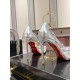 Christian Louboutin Degraqueenie 85mm Pumps in Silver Leather with Crystals