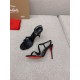 Christian Louboutin Rosalie Strass Sandals 100mm in Black Leather