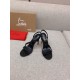 Christian Louboutin Rosalie Strass Sandals 100mm in Black Leather