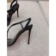 Christian Louboutin Rosalie Strass Sandals 100mm in Black Leather