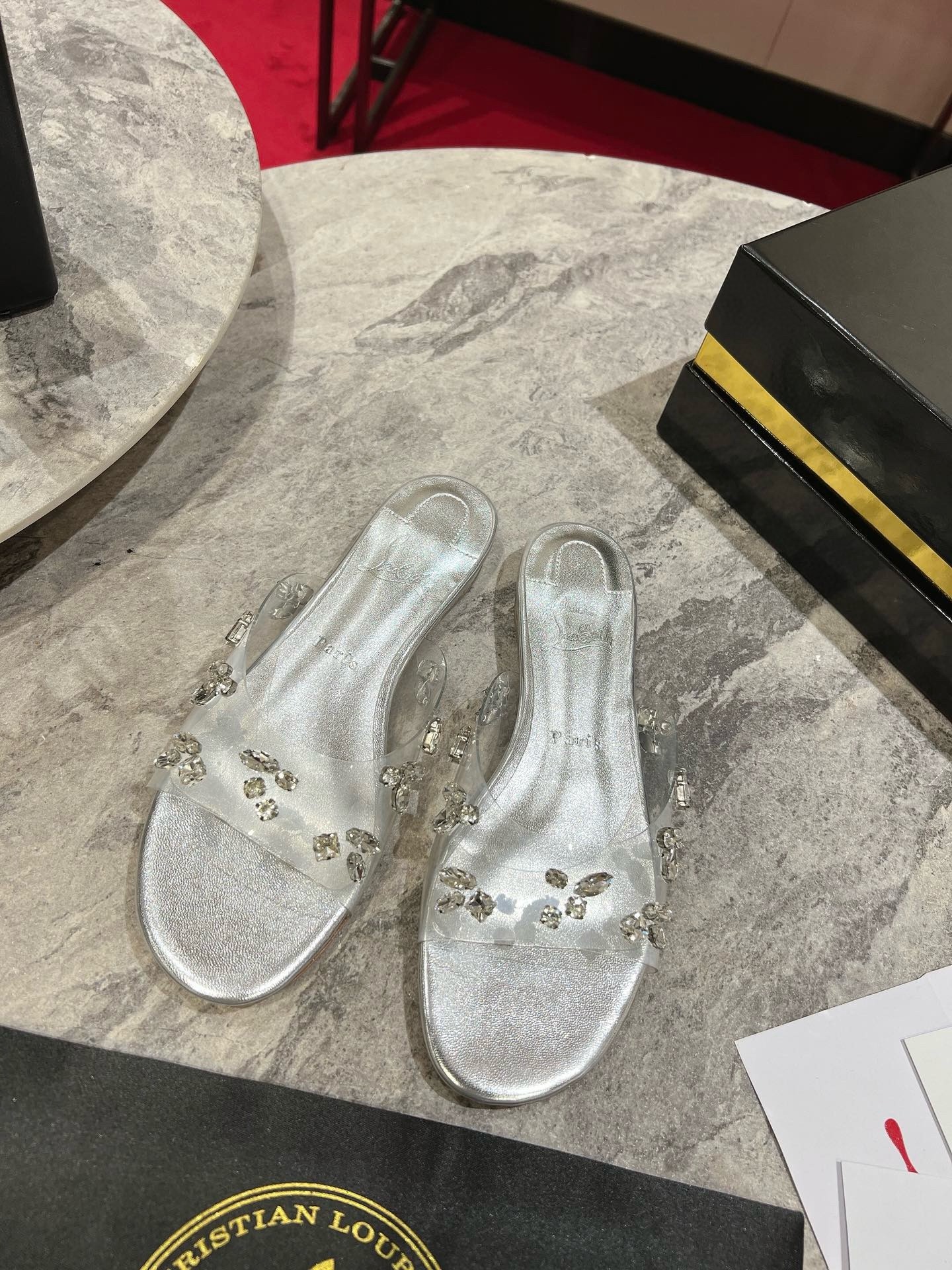 Christian Louboutin Degraqueenie Mules in PVC with Crystals