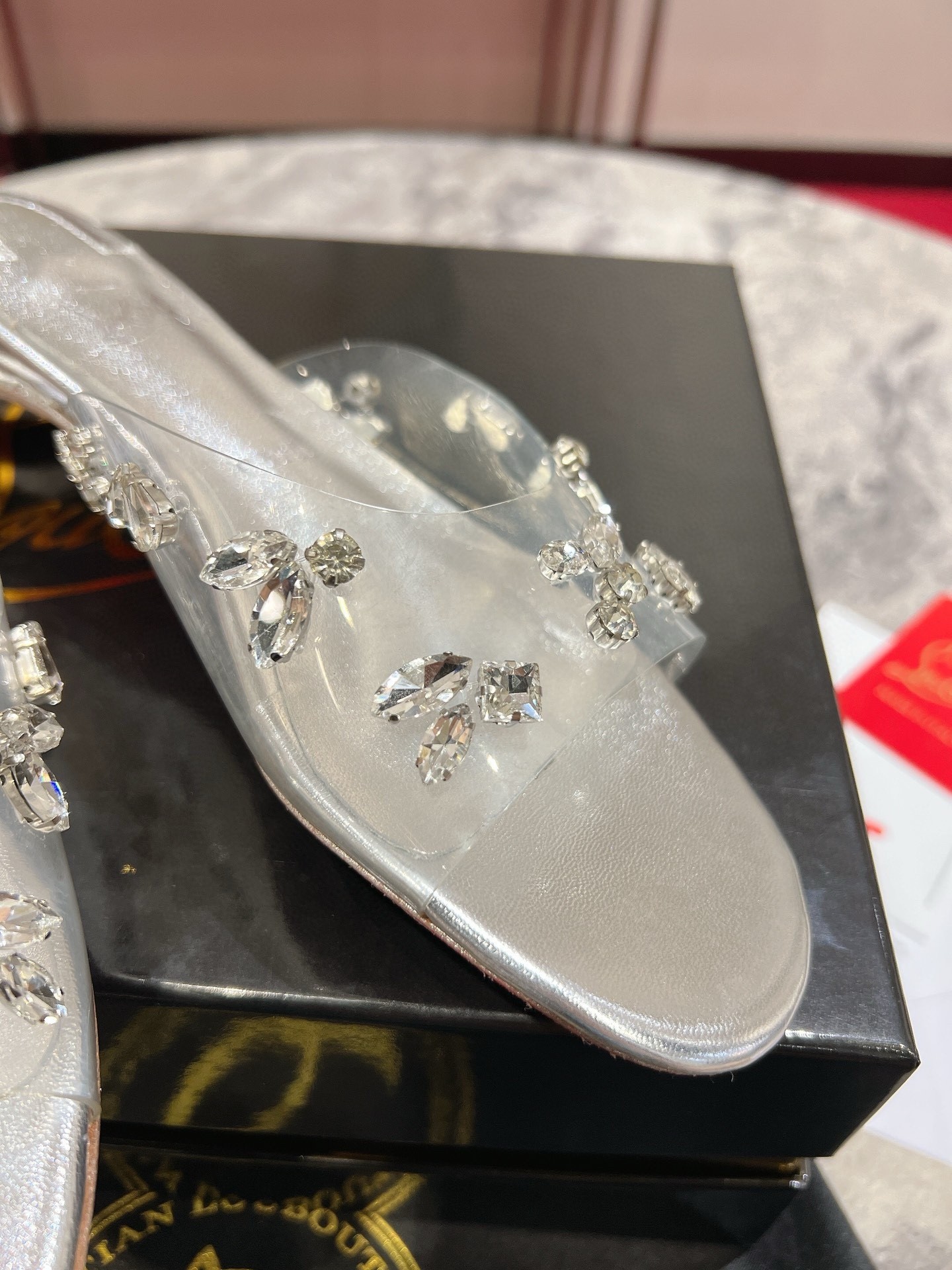 Christian Louboutin Degraqueenie Mules in PVC with Crystals