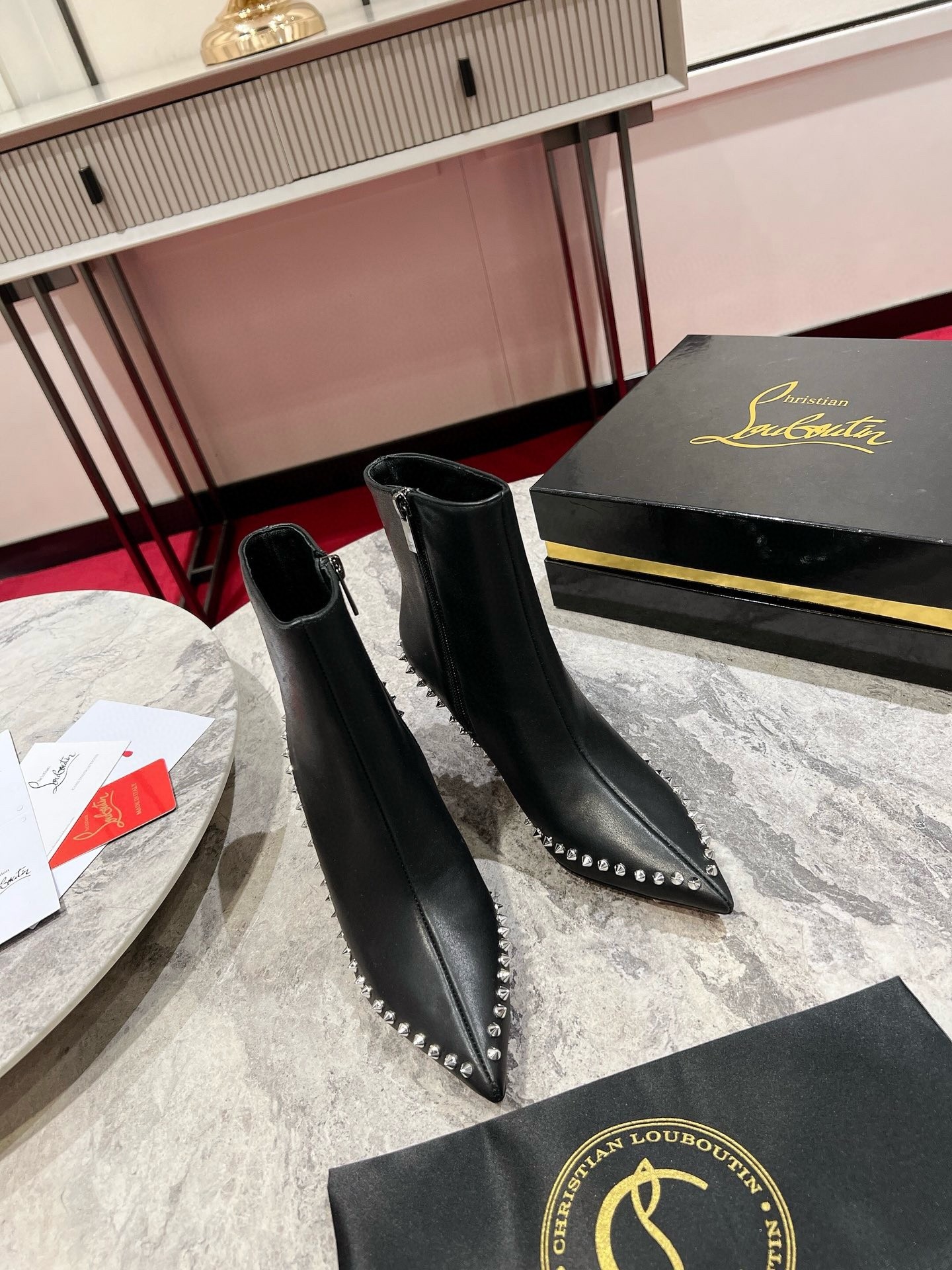 Christian Louboutin Vidura Ankle Boots 85mm in Black Leather