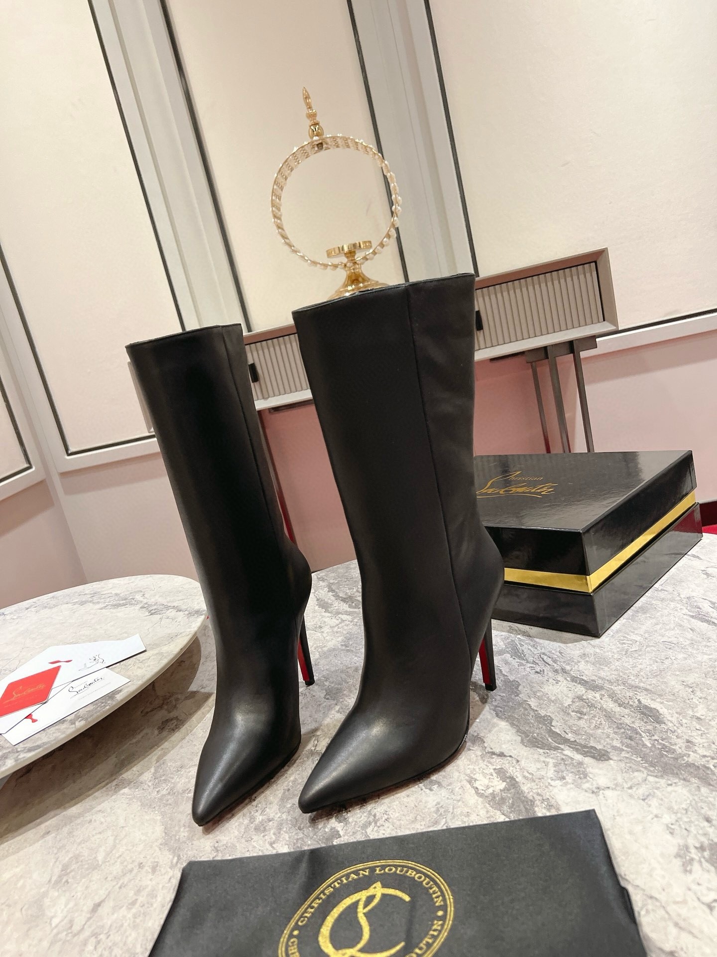 Christian Louboutin Astrilarge Ankle Boots 100mm in Black Leather