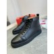 Christian Louboutin Men's Louis Flat Sneakers in Black Leather