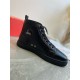 Christian Louboutin Men's Louis Flat Sneakers in Black Leather