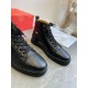 Christian Louboutin Men's Louis Flat Sneakers in Black Leather