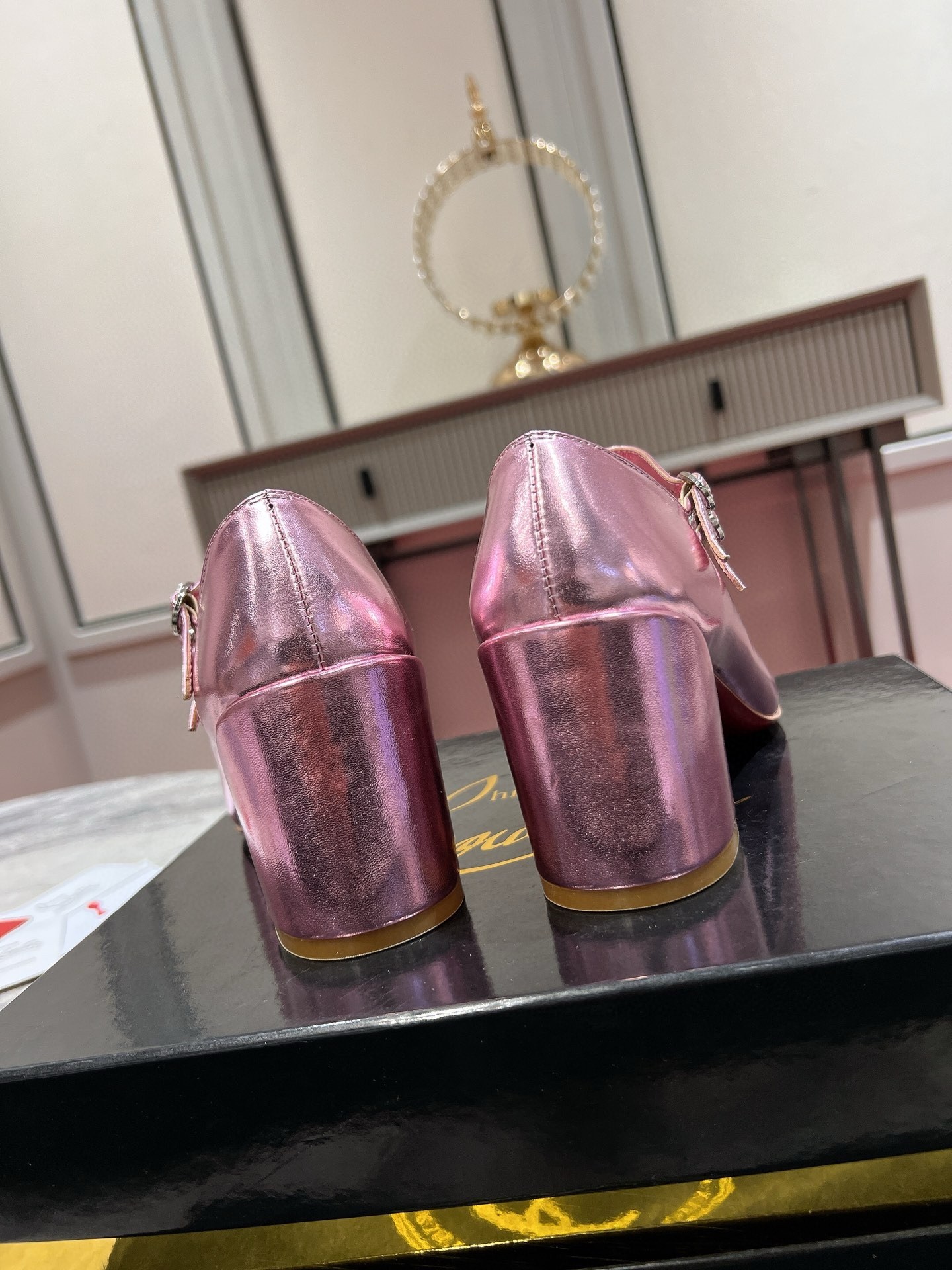 Christian Louboutin Miss Jane Pumps 55mm In Pink Iridescent Leather