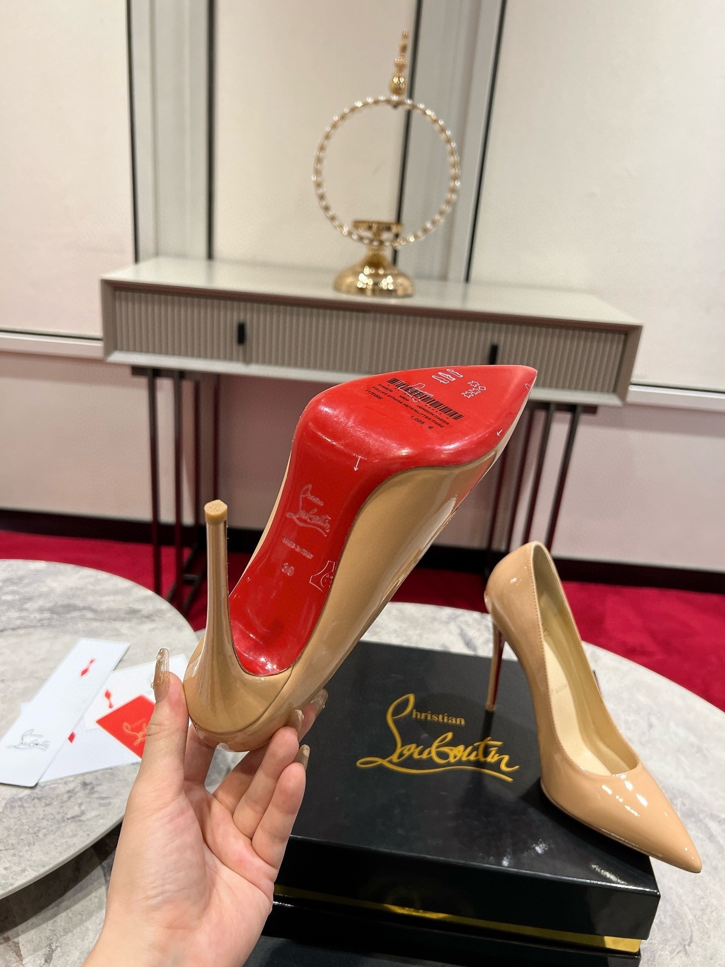 Christian Louboutin So Kate Pumps 100mm in Nude Patent Leather