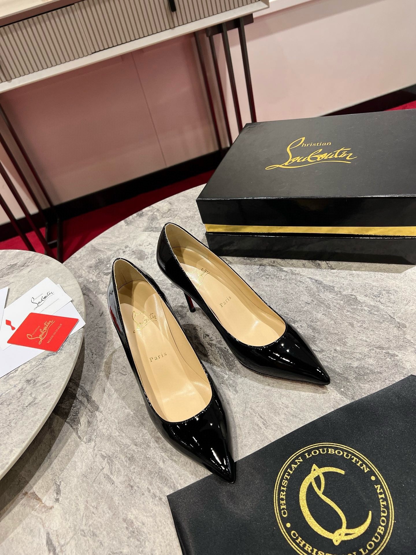 Christian Louboutin Kate Pumps 85mm in Black Patent Leather