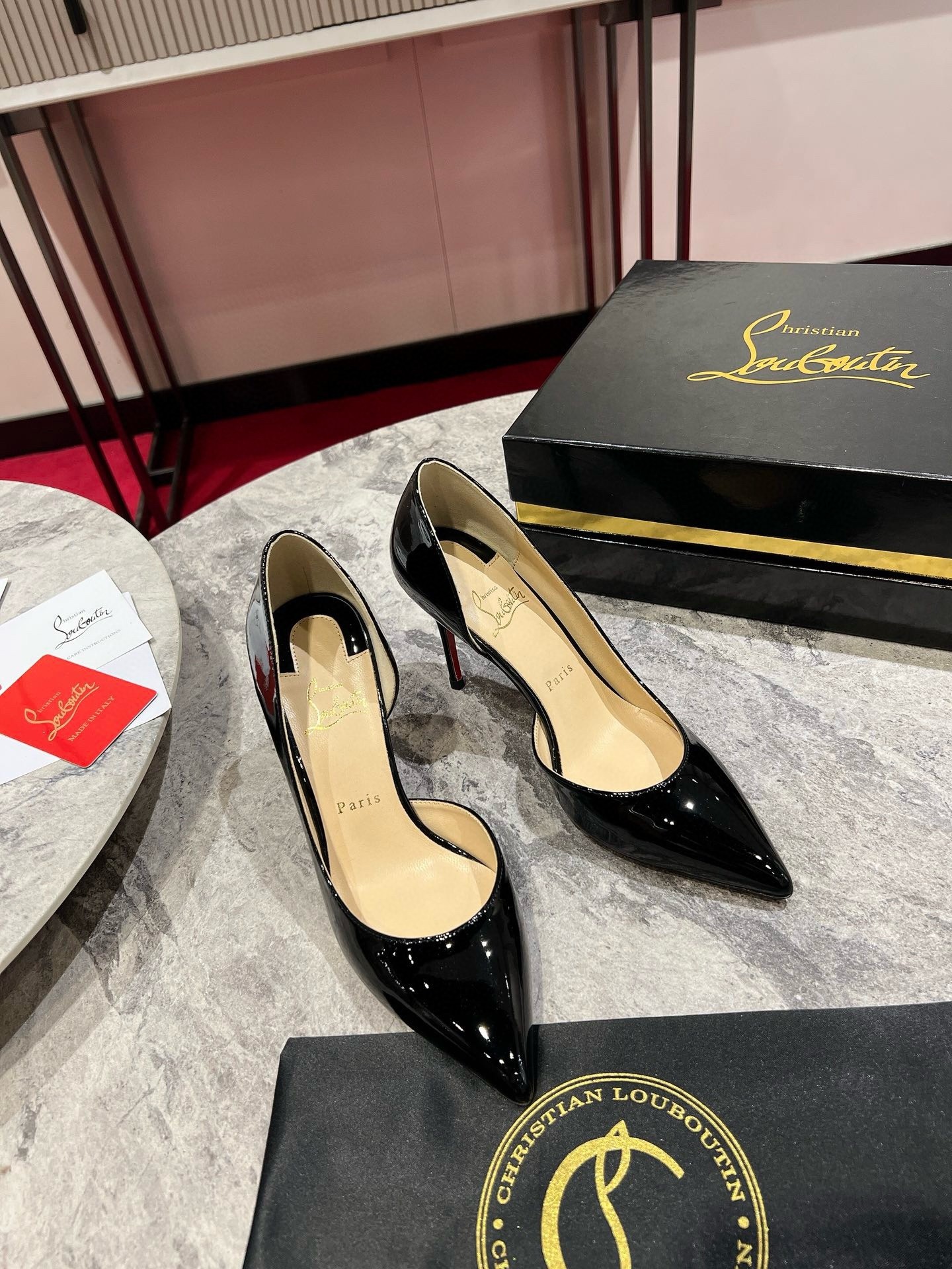 Christian Louboutin Iriza Pumps 85mm in Black Patent Leather