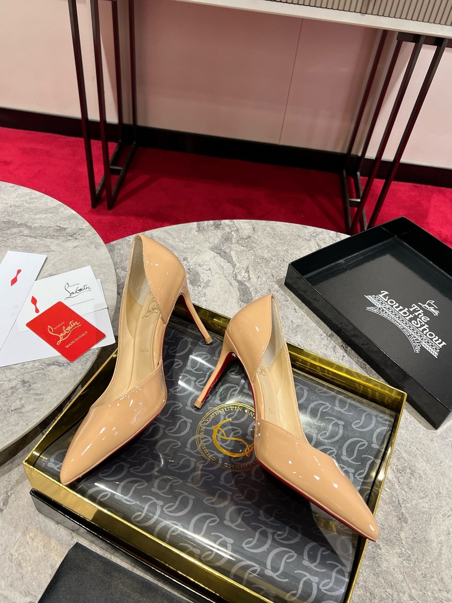 Christian Louboutin Iriza Pumps 85mm in Nude Patent Leather