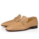 Christian Louboutin Men's MJ Moc Loafers in Beige Calfskin