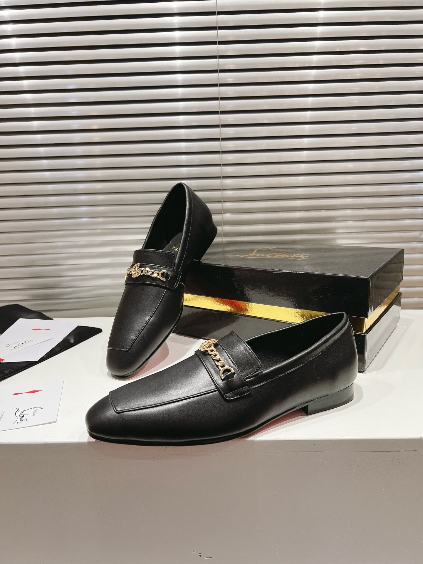 Christian Louboutin Men's MJ Moc Loafers in Black Calfskin