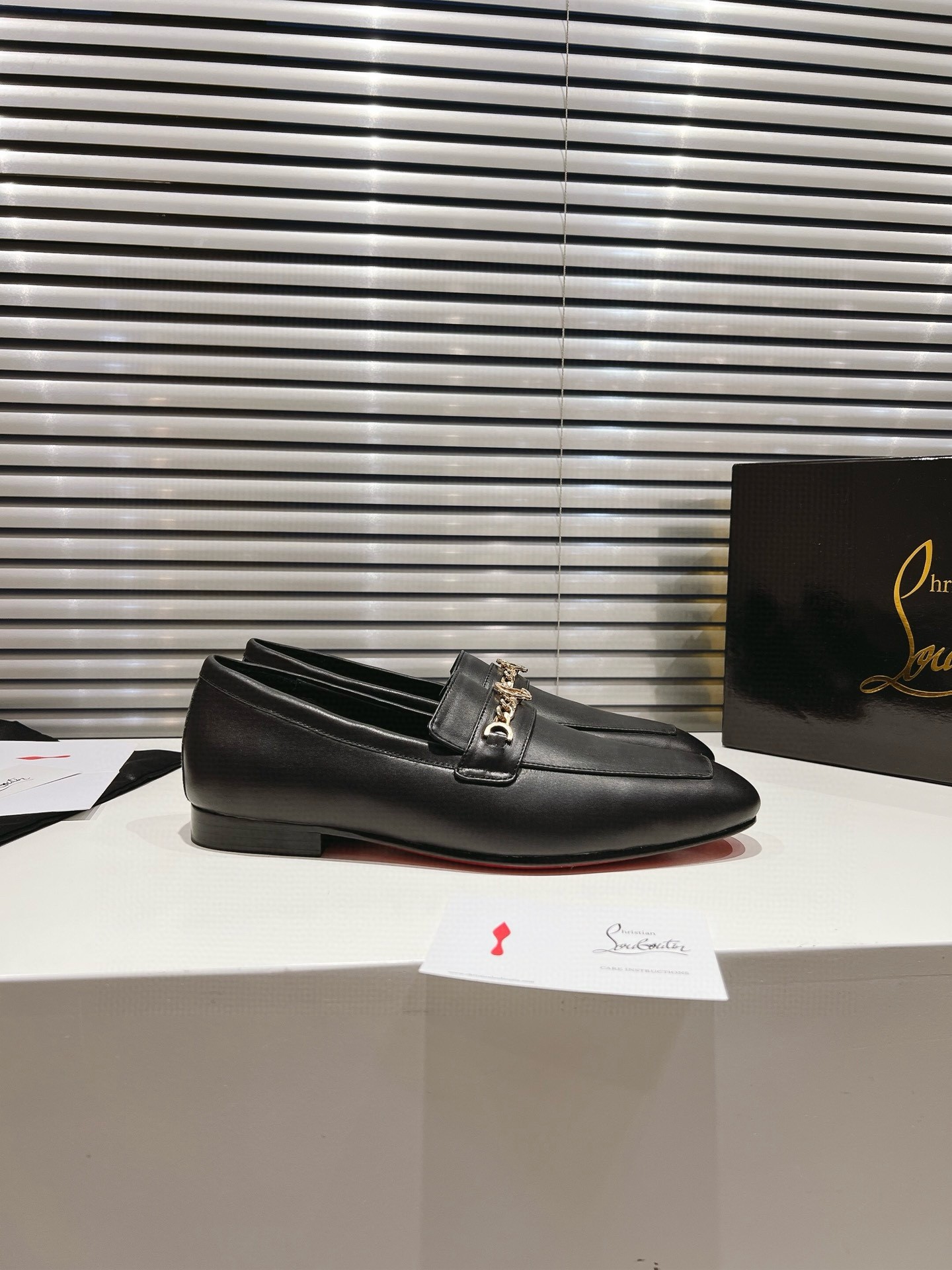 Christian Louboutin Men's MJ Moc Loafers in Black Calfskin