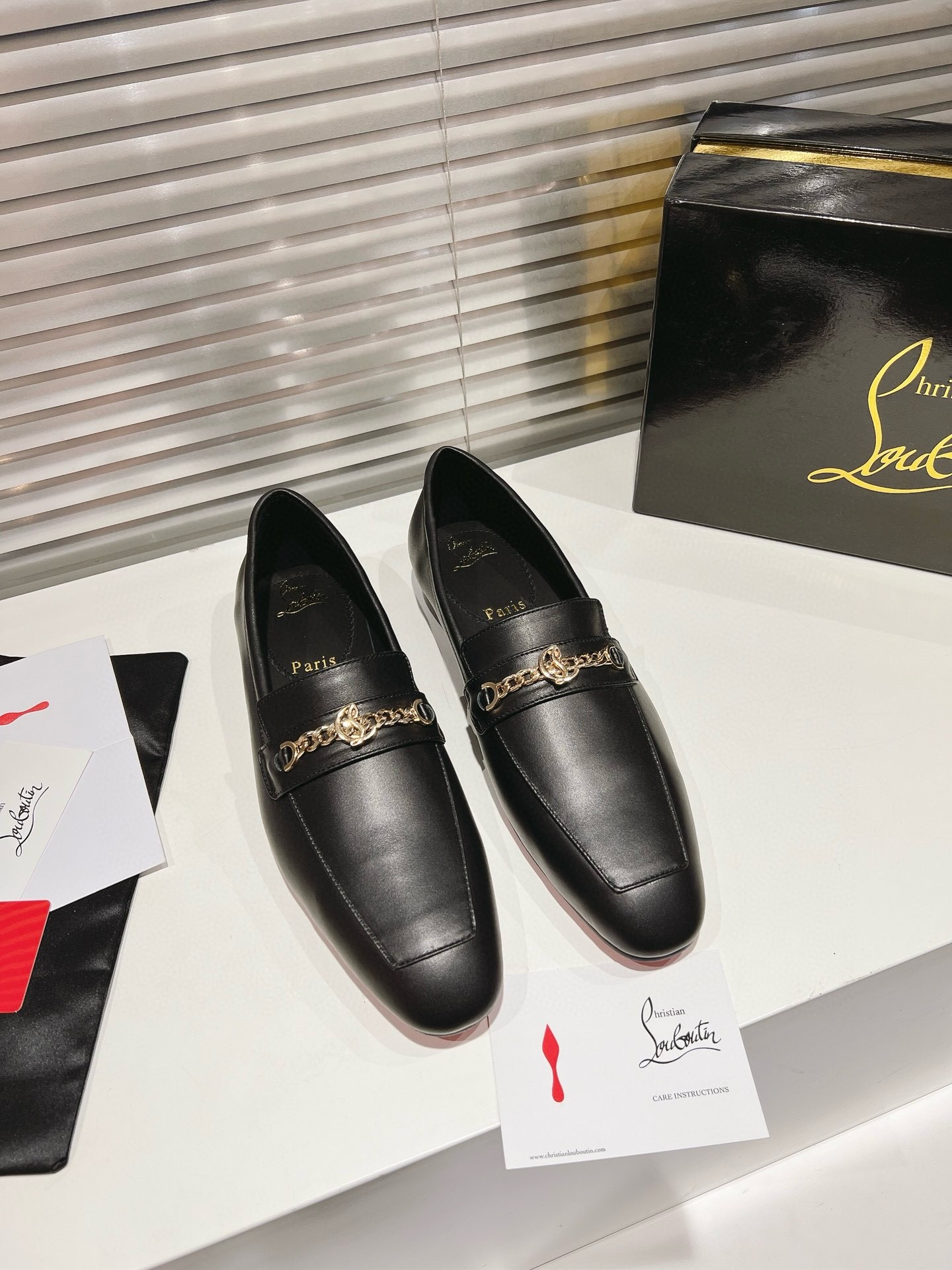 Christian Louboutin Men's MJ Moc Loafers in Black Calfskin