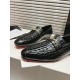 Christian Louboutin Men's MJ Moc Loafers in Black Crocodile Embossed Leather