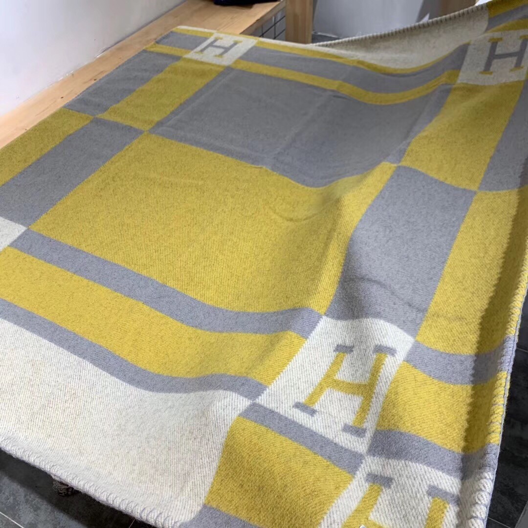 Hermes Jaune Avalon Bayadere Throw Blanket