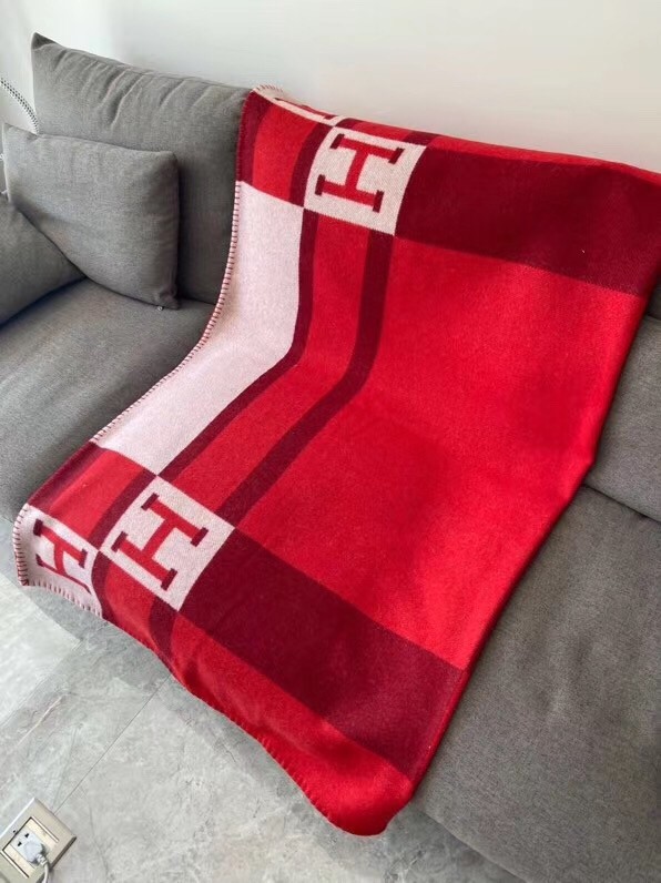 Hermes Red Avalon Bayadere Throw Blanket